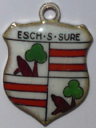 ESCH-SUR-SURE, Germany - Vintage Silver Enamel Travel Shield Charm